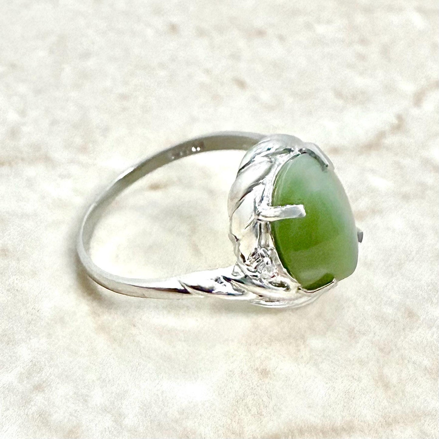 Vintage Platinum Imitation Cat’s Eye Chrysoberyl Cocktail Ring - WeilJewelry