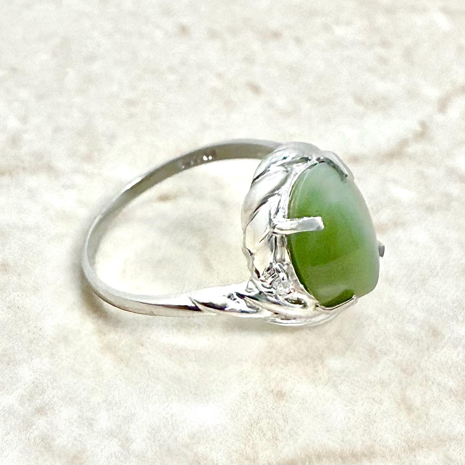 Vintage Platinum Imitation Cat’s Eye Chrysoberyl Cocktail Ring - WeilJewelry