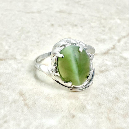 Vintage Platinum Imitation Cat’s Eye Chrysoberyl Cocktail Ring - WeilJewelry
