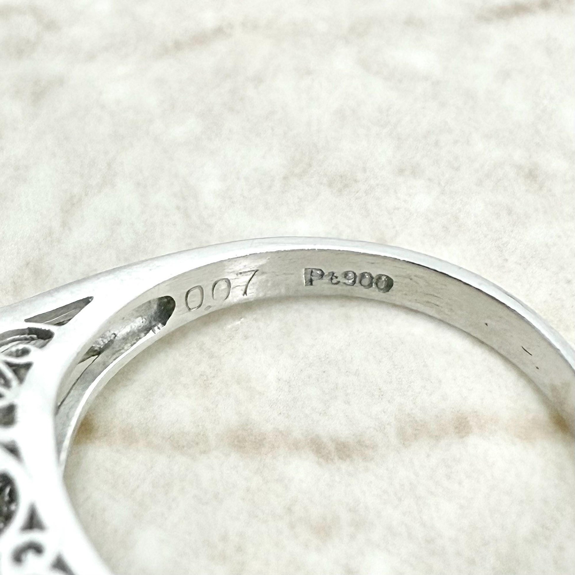 Vintage Platinum Natural Diamond & Ruby 5 - Stone Ring - WeilJewelry