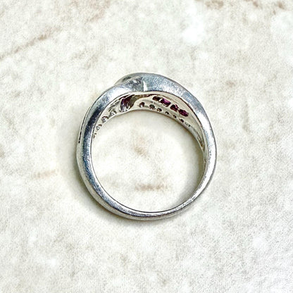 Vintage Platinum Natural Diamond & Ruby Band Ring - WeilJewelry