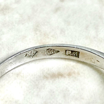 Vintage Platinum Natural Emerald & Diamond 3 - Stone Ring - WeilJewelry