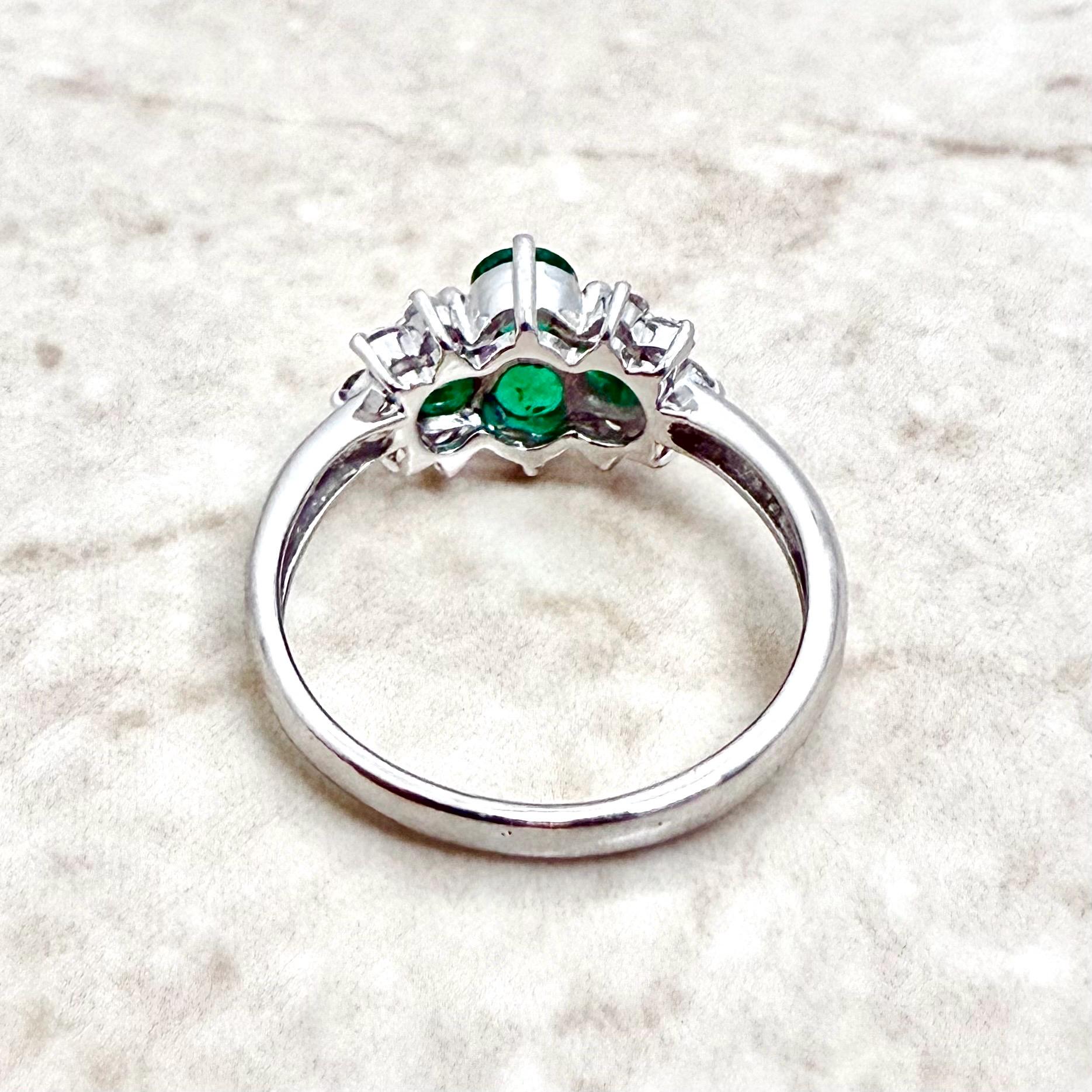 Vintage Platinum Natural Emerald & Diamond Cocktail Ring - WeilJewelry