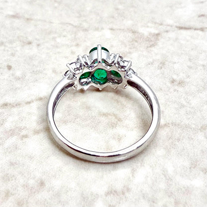Vintage Platinum Natural Emerald & Diamond Cocktail Ring - WeilJewelry
