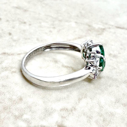 Vintage Platinum Natural Emerald & Diamond Cocktail Ring - WeilJewelry