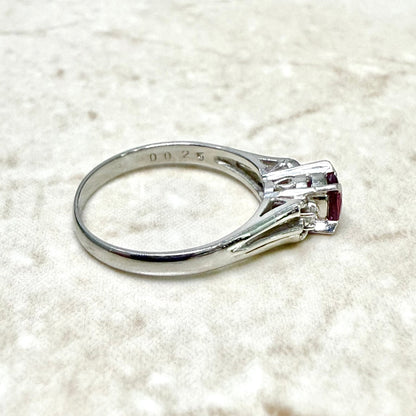 Vintage Platinum Natural Oval Ruby Solitaire Ring - WeilJewelry