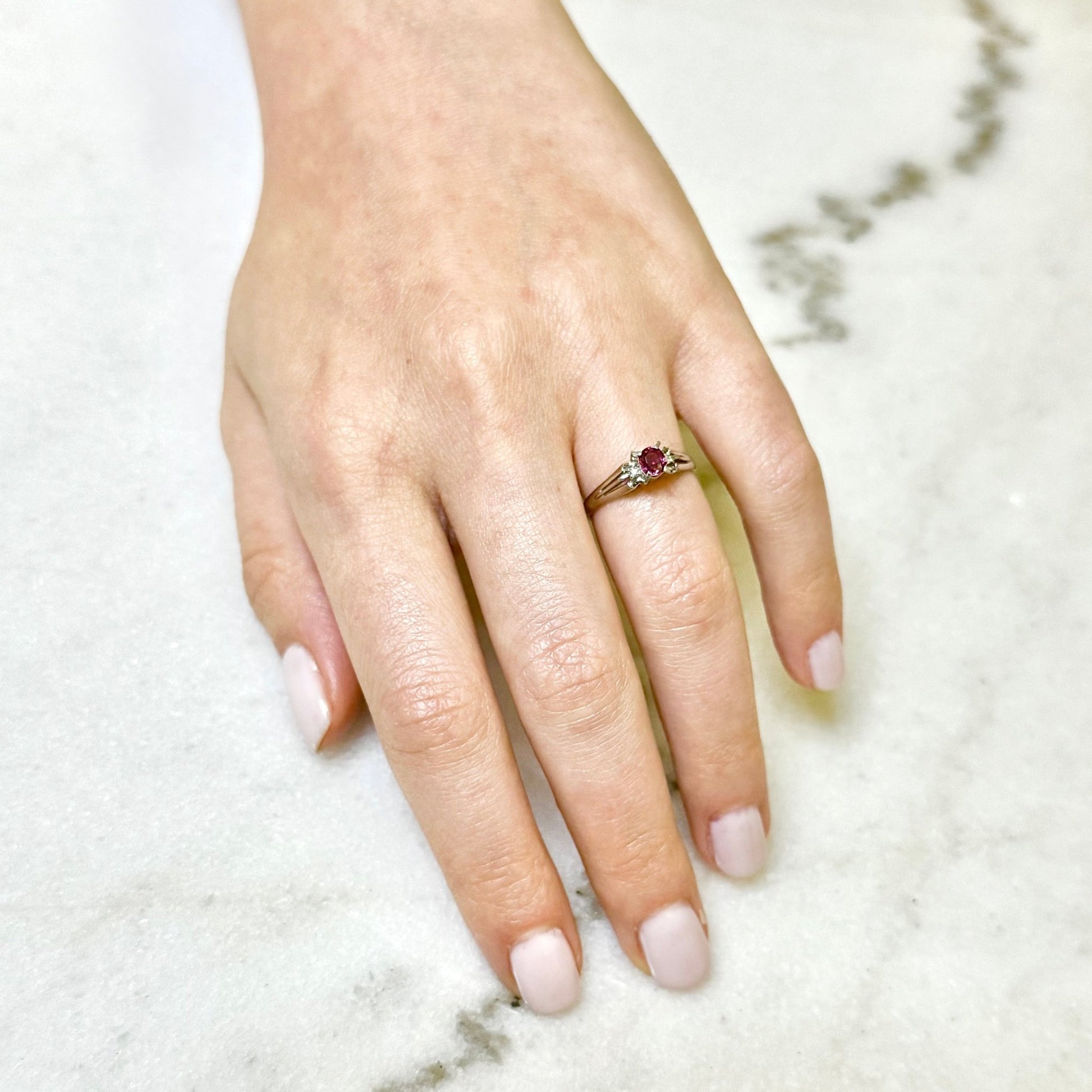 Vintage Platinum Natural Oval Ruby Solitaire Ring - WeilJewelry