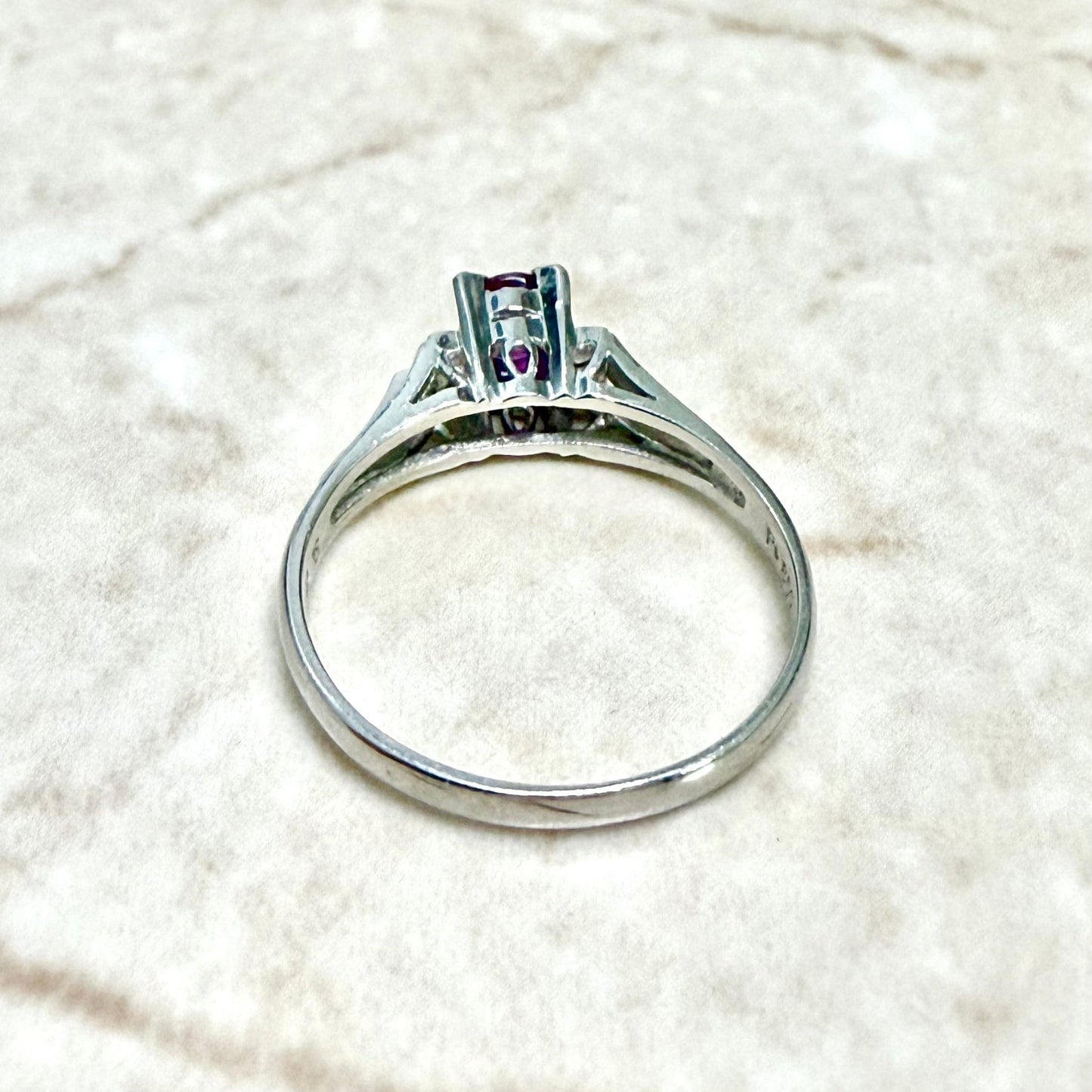 Vintage Platinum Natural Oval Ruby Solitaire Ring - WeilJewelry