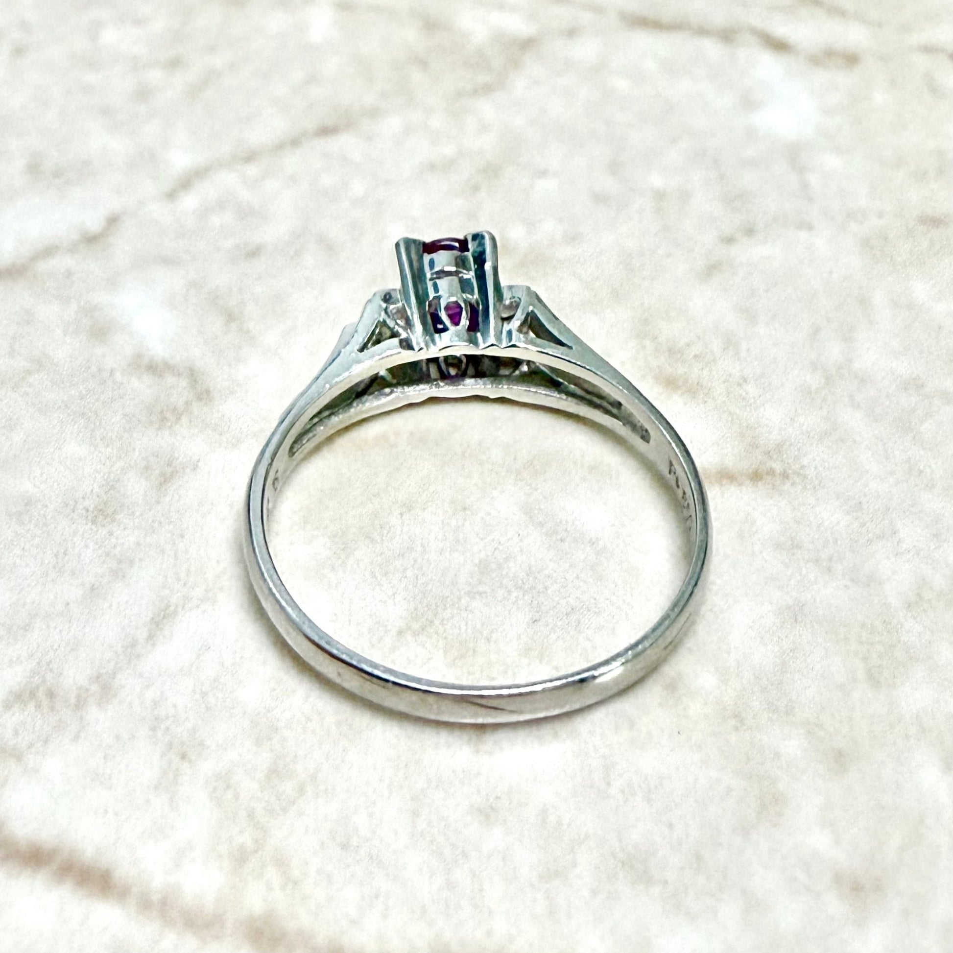 Vintage Platinum Natural Oval Ruby Solitaire Ring - WeilJewelry