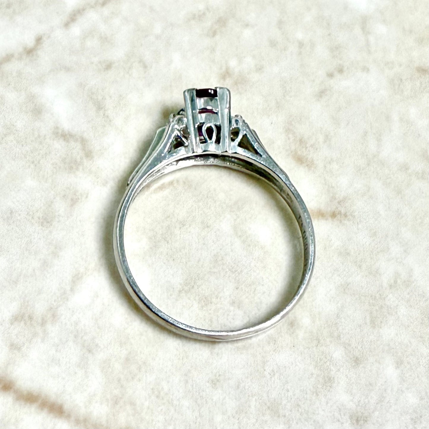 Vintage Platinum Natural Oval Ruby Solitaire Ring - WeilJewelry