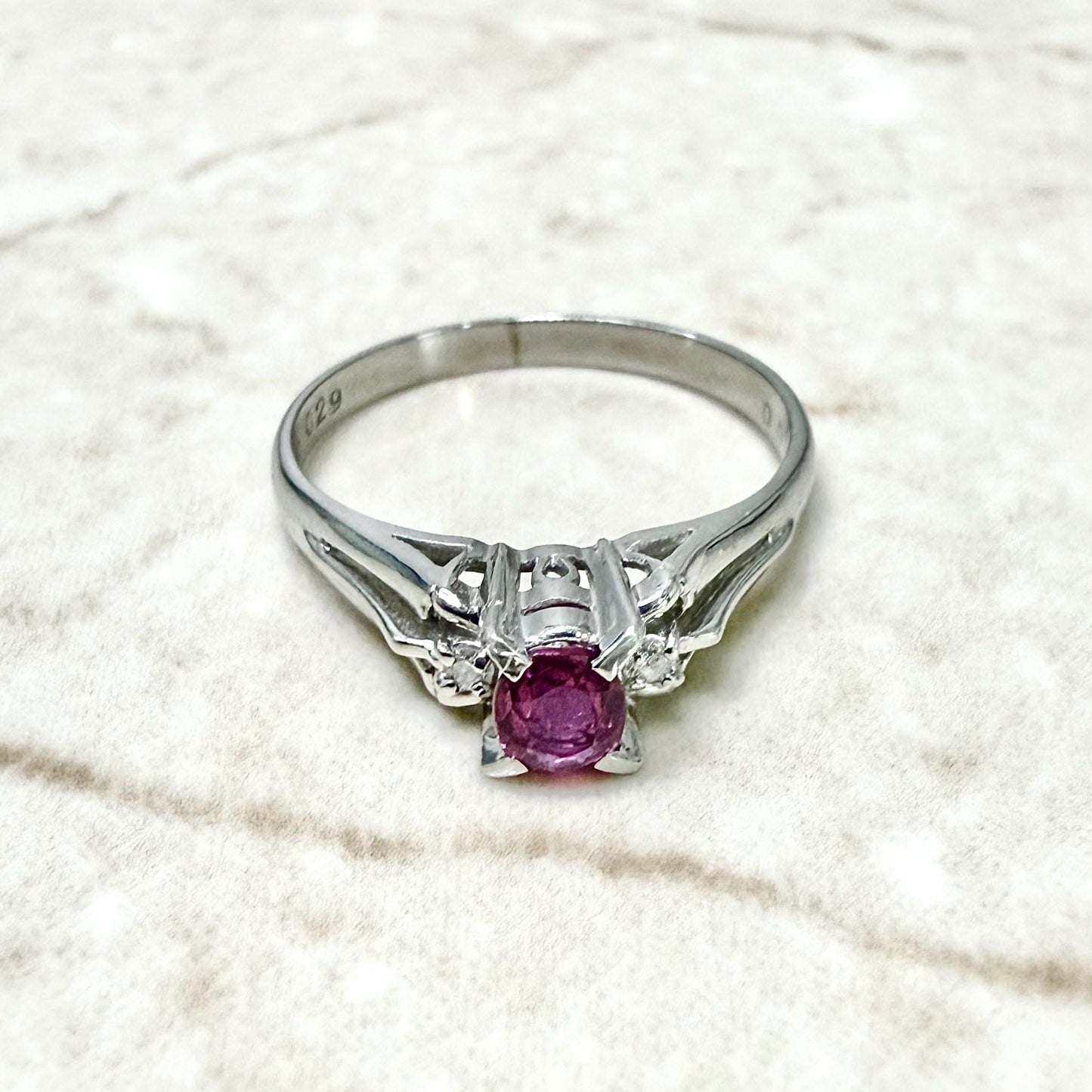 Vintage Platinum Natural Oval Ruby Solitaire Ring - WeilJewelry