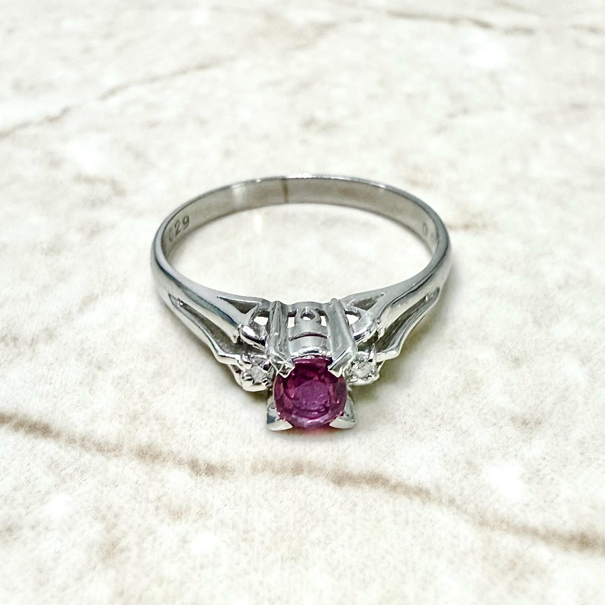 Vintage Platinum Natural Oval Ruby Solitaire Ring - WeilJewelry
