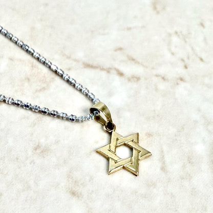 Vintage Solid 14K Gold Star Of David Pendant Necklace - WeilJewelry