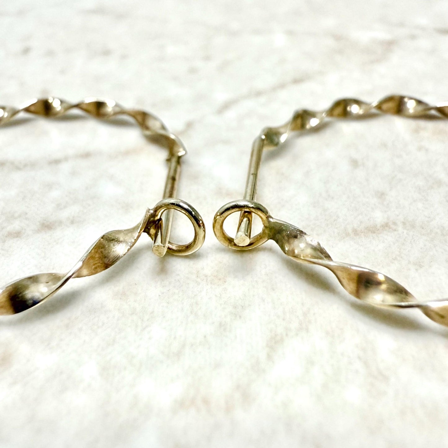 Vintage Solid 14K Yellow Gold Twist Hoop Earrings - WeilJewelry