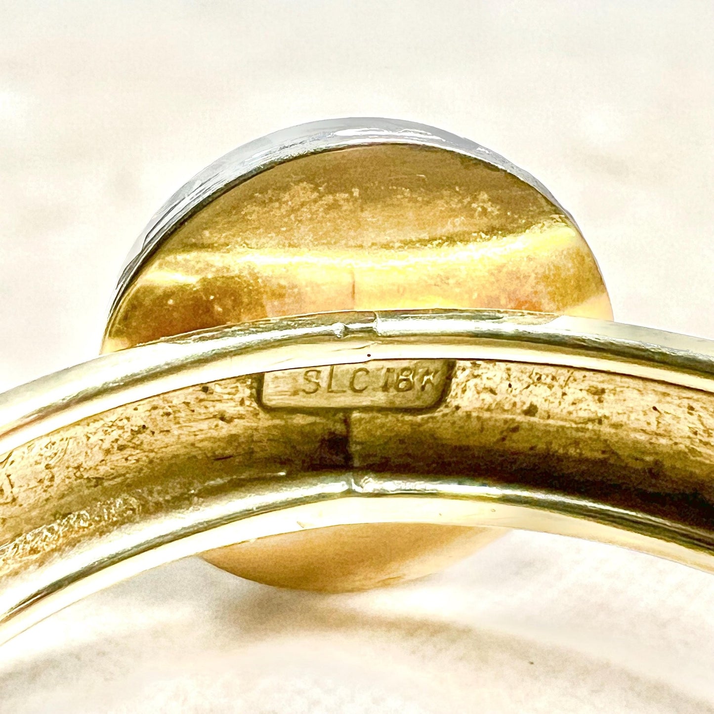 Vintage Solid 18 Karat Two - Tone Gold Dome Ring - WeilJewelry