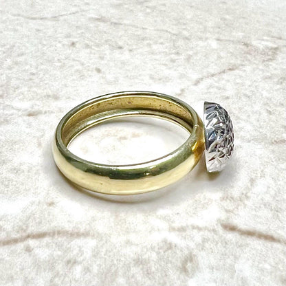 Vintage Solid 18 Karat Two - Tone Gold Dome Ring - WeilJewelry