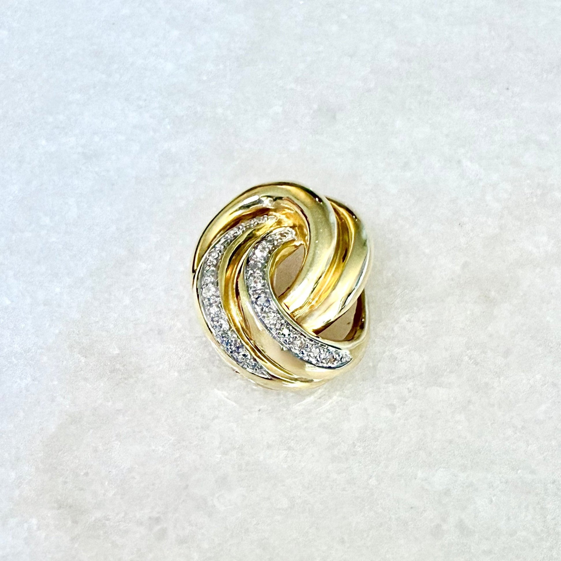 Wide Vintage 14 Karat Gold Diamond Slide Pendant - WeilJewelry