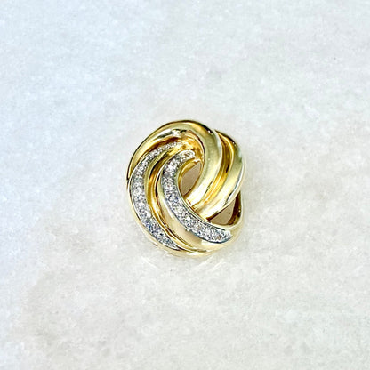 Wide Vintage 14 Karat Gold Diamond Slide Pendant - WeilJewelry