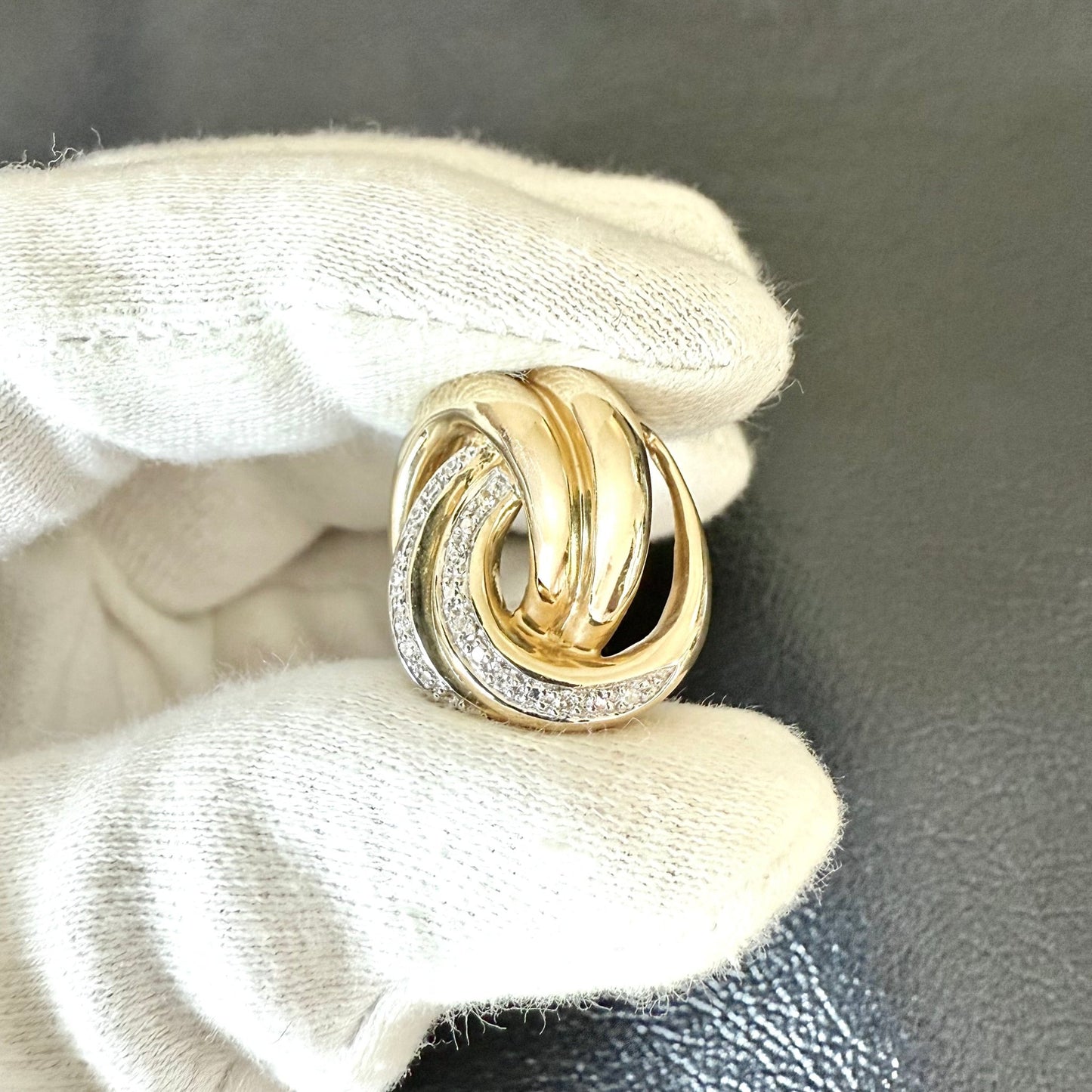 Wide Vintage 14 Karat Gold Diamond Slide Pendant - WeilJewelry