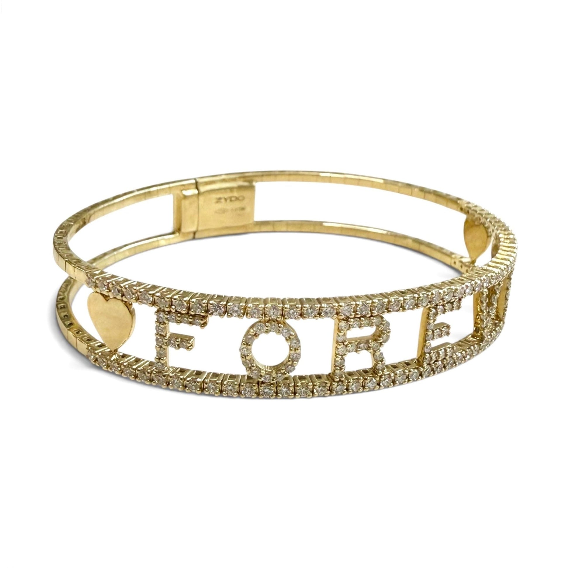 ZYDO Italy "Amore Per Sempre" 18K Yellow Gold FOREVER Diamond Bangle Bracelet - WeilJewelry