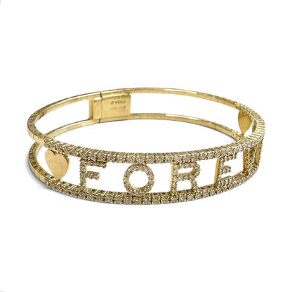 ZYDO Italy "Amore Per Sempre" 18K Yellow Gold FOREVER Diamond Bangle Bracelet - WeilJewelry