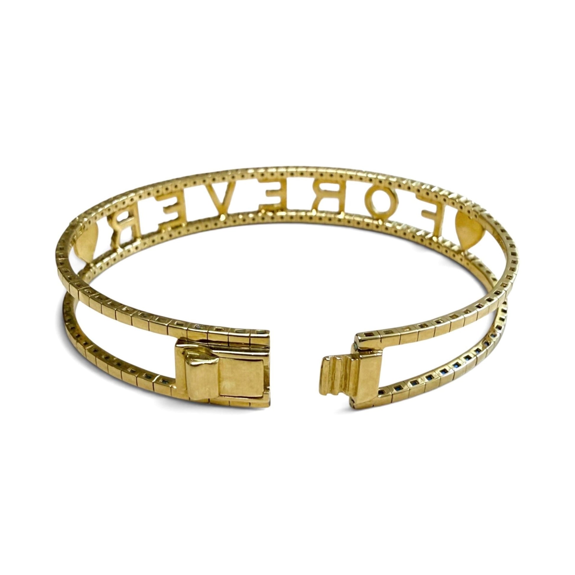 ZYDO Italy "Amore Per Sempre" 18K Yellow Gold FOREVER Diamond Bangle Bracelet - WeilJewelry