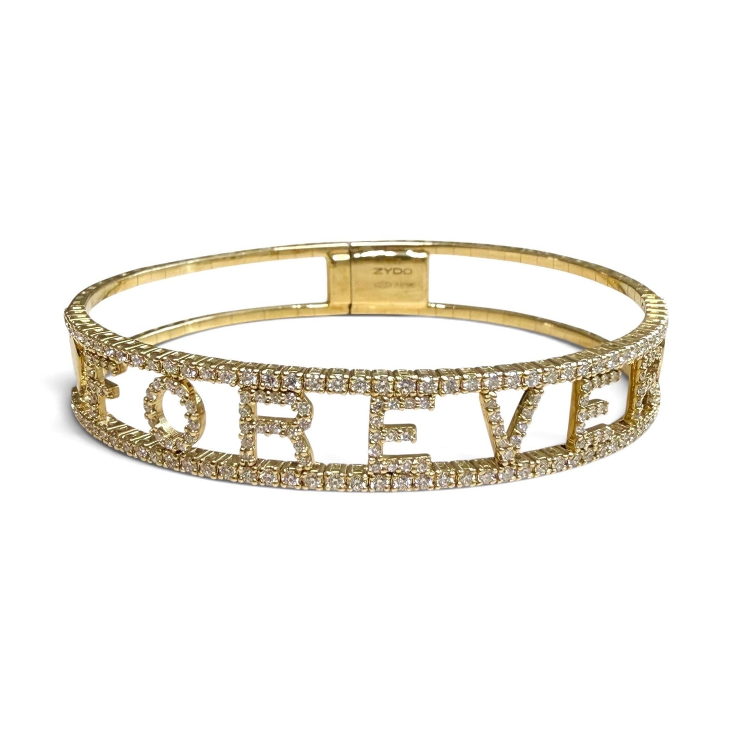 ZYDO Italy "Amore Per Sempre" 18K Yellow Gold FOREVER Diamond Bangle Bracelet - WeilJewelry