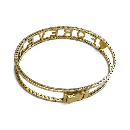 ZYDO Italy "Amore Per Sempre" 18K Yellow Gold FOREVER Diamond Bangle Bracelet - WeilJewelry