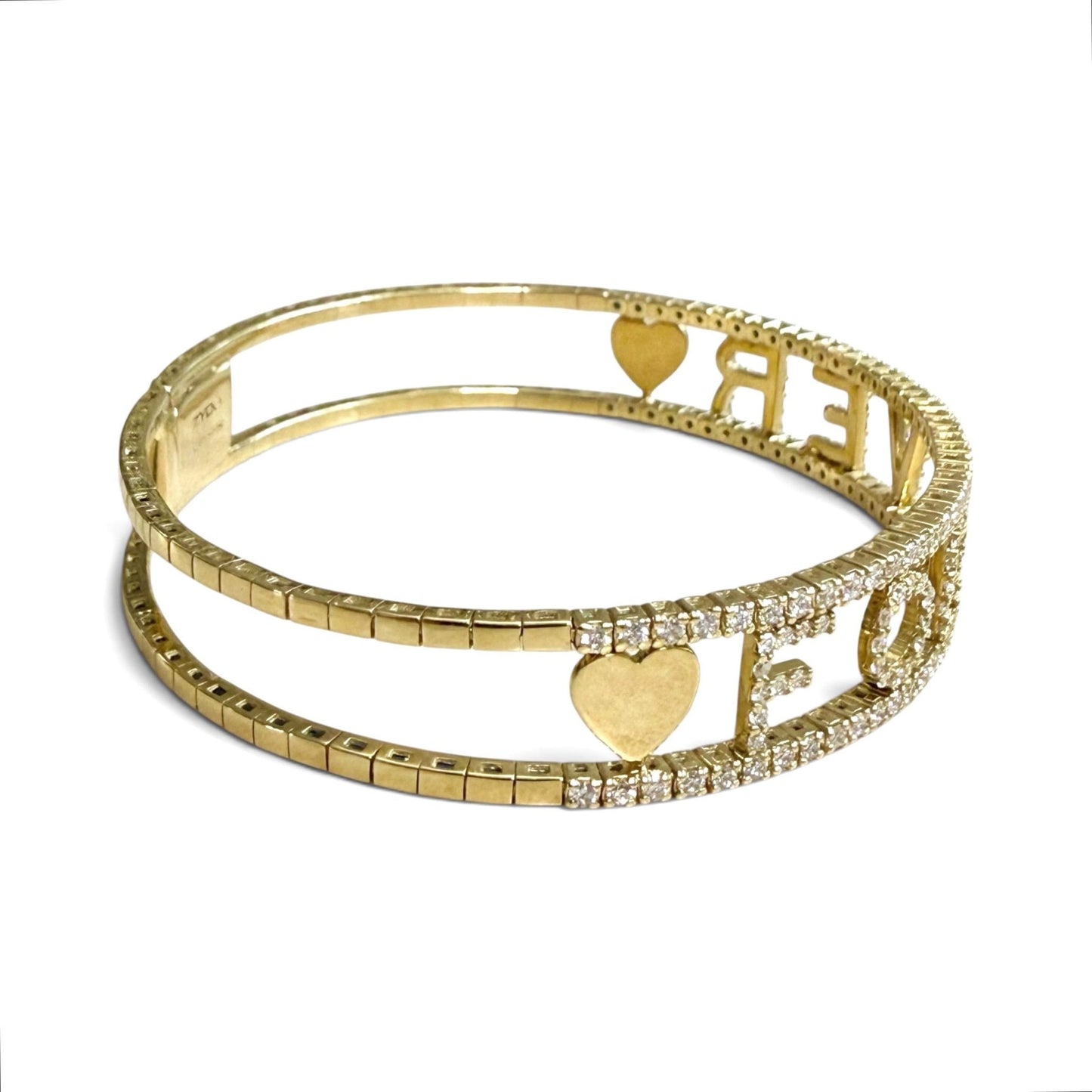 ZYDO Italy "Amore Per Sempre" 18K Yellow Gold FOREVER Diamond Bangle Bracelet - WeilJewelry