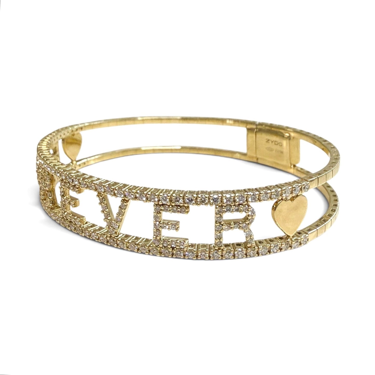 ZYDO Italy "Amore Per Sempre" 18K Yellow Gold FOREVER Diamond Bangle Bracelet - WeilJewelry