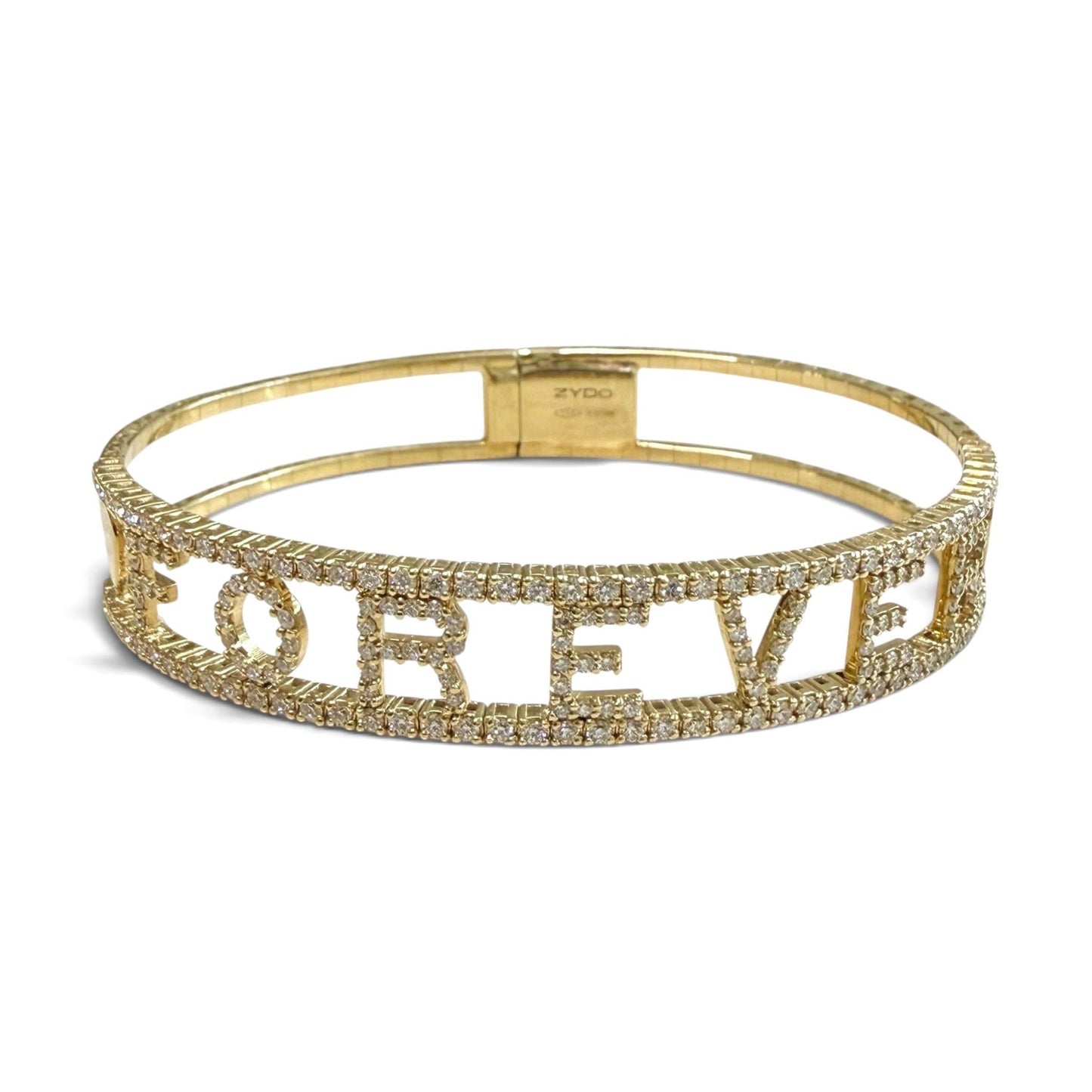 ZYDO Italy "Amore Per Sempre" 18K Yellow Gold FOREVER Diamond Bangle Bracelet - WeilJewelry