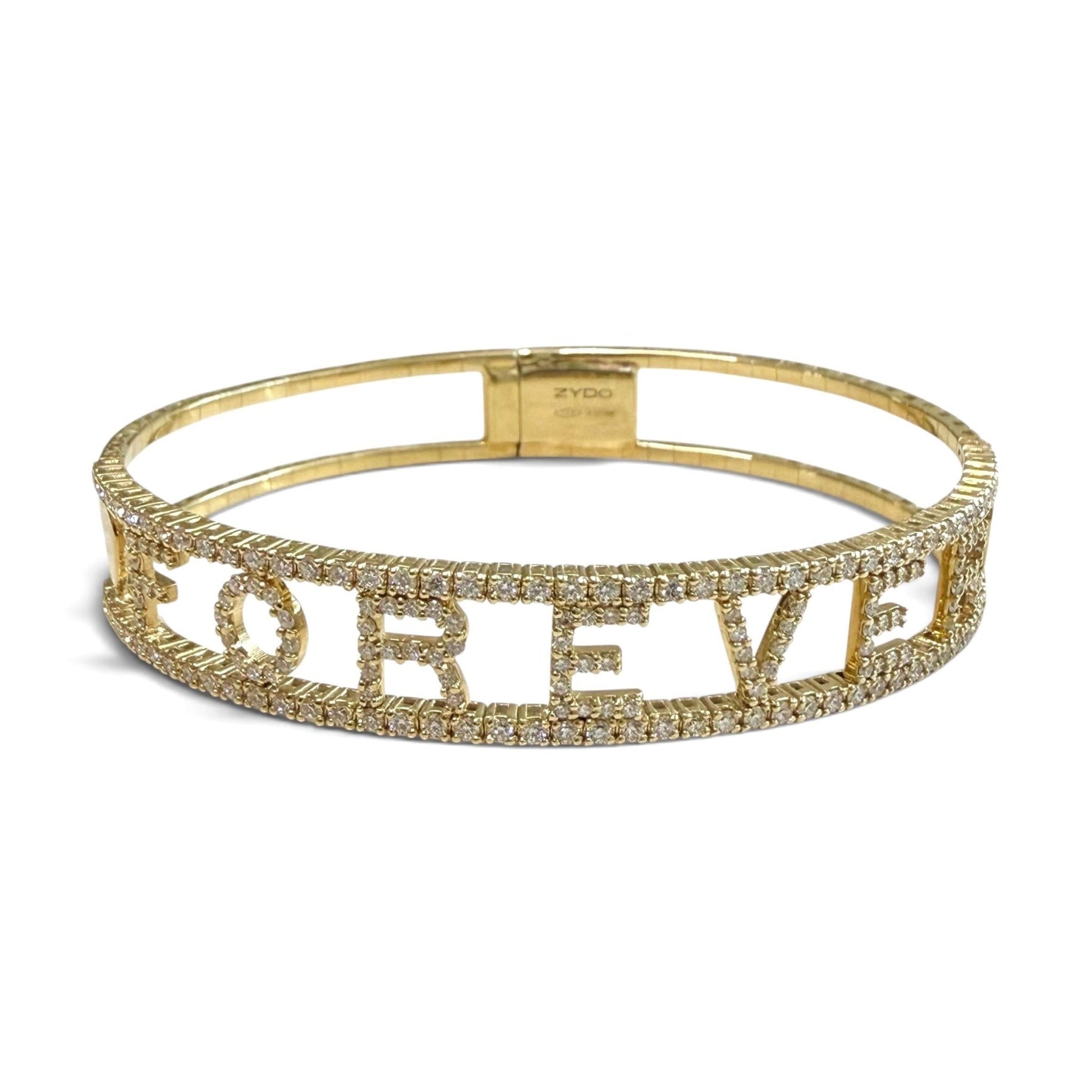 ZYDO Italy "Amore Per Sempre" 18K Yellow Gold FOREVER Diamond Bangle Bracelet - WeilJewelry