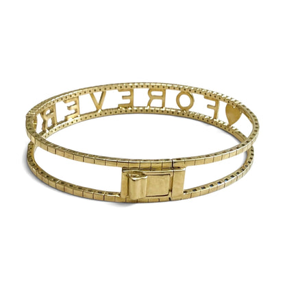 ZYDO Italy "Amore Per Sempre" 18K Yellow Gold FOREVER Diamond Bangle Bracelet - WeilJewelry