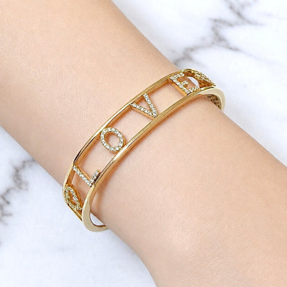 ZYDO Italy "Amore Prezioso" 18K Yellow Gold LOVE Diamond Bangle Bracelet - WeilJewelry