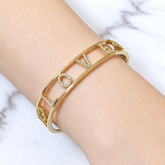 ZYDO Italy "Amore Prezioso" 18K Yellow Gold LOVE Diamond Bangle Bracelet - WeilJewelry