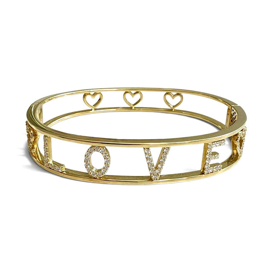 ZYDO Italy "Amore Prezioso" 18K Yellow Gold LOVE Diamond Bangle Bracelet - WeilJewelry