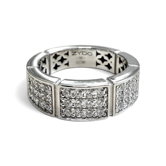 ZYDO Italy "Bellissima" 18K White Gold Natural Diamond Band Ring - Pave Diamond Ring - WeilJewelry