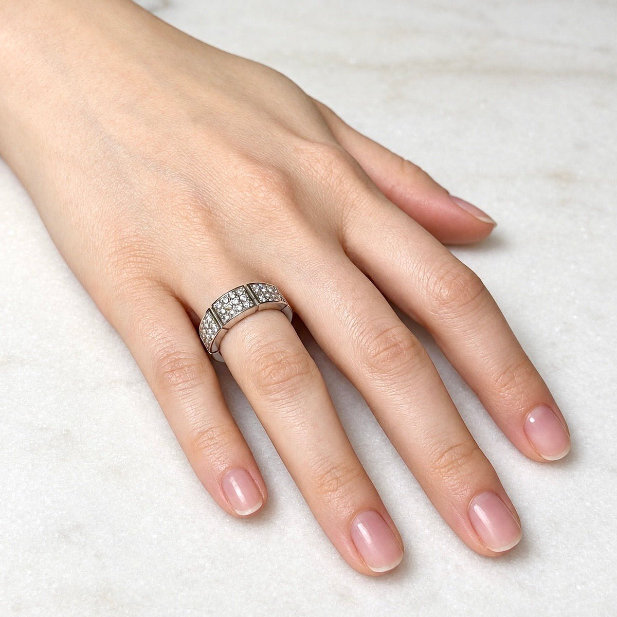 ZYDO Italy "Bellissima" 18K White Gold Pavé-Set Natural Diamond Band Ring - WeilJewelry