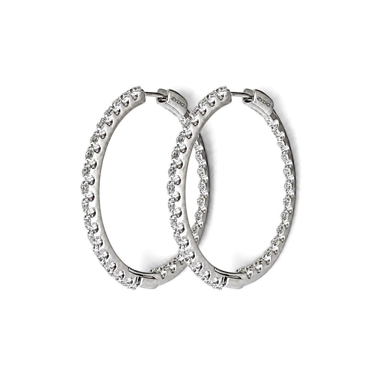 ZYDO Italy "Cerchi Di Stelle" 18K White Gold 0.95 CTW Diamond Inside Out Hoop Earrings - WeilJewelry