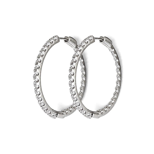 ZYDO Italy "Cerchi Di Stelle" 18K White Gold 0.95 CTW Diamond Inside Out Hoop Earrings - WeilJewelry