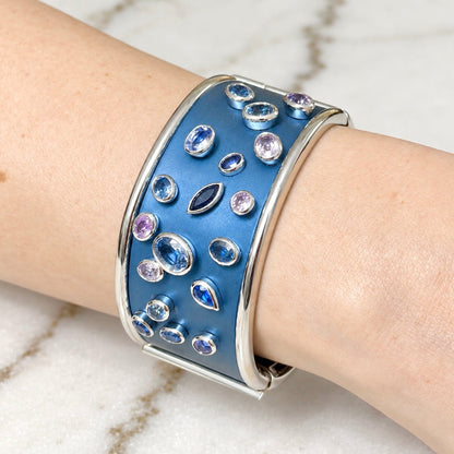 ZYDO Italy "Cielo Incantato" 18K Gold & Blue Titanium Sapphire Bangle Bracelet - WeilJewelry