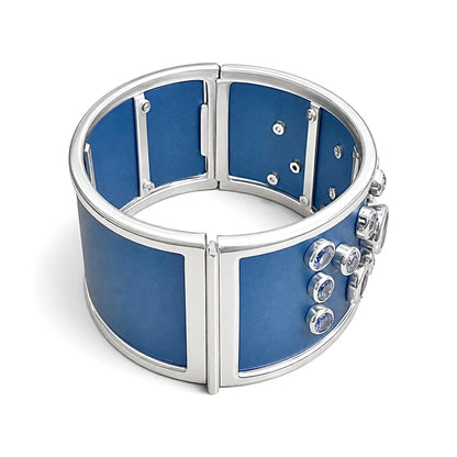 ZYDO Italy "Cielo Incantato" 18K White Gold & Blue Titanium 11.08 CTW Sapphire Bangle Bracelet - WeilJewelry