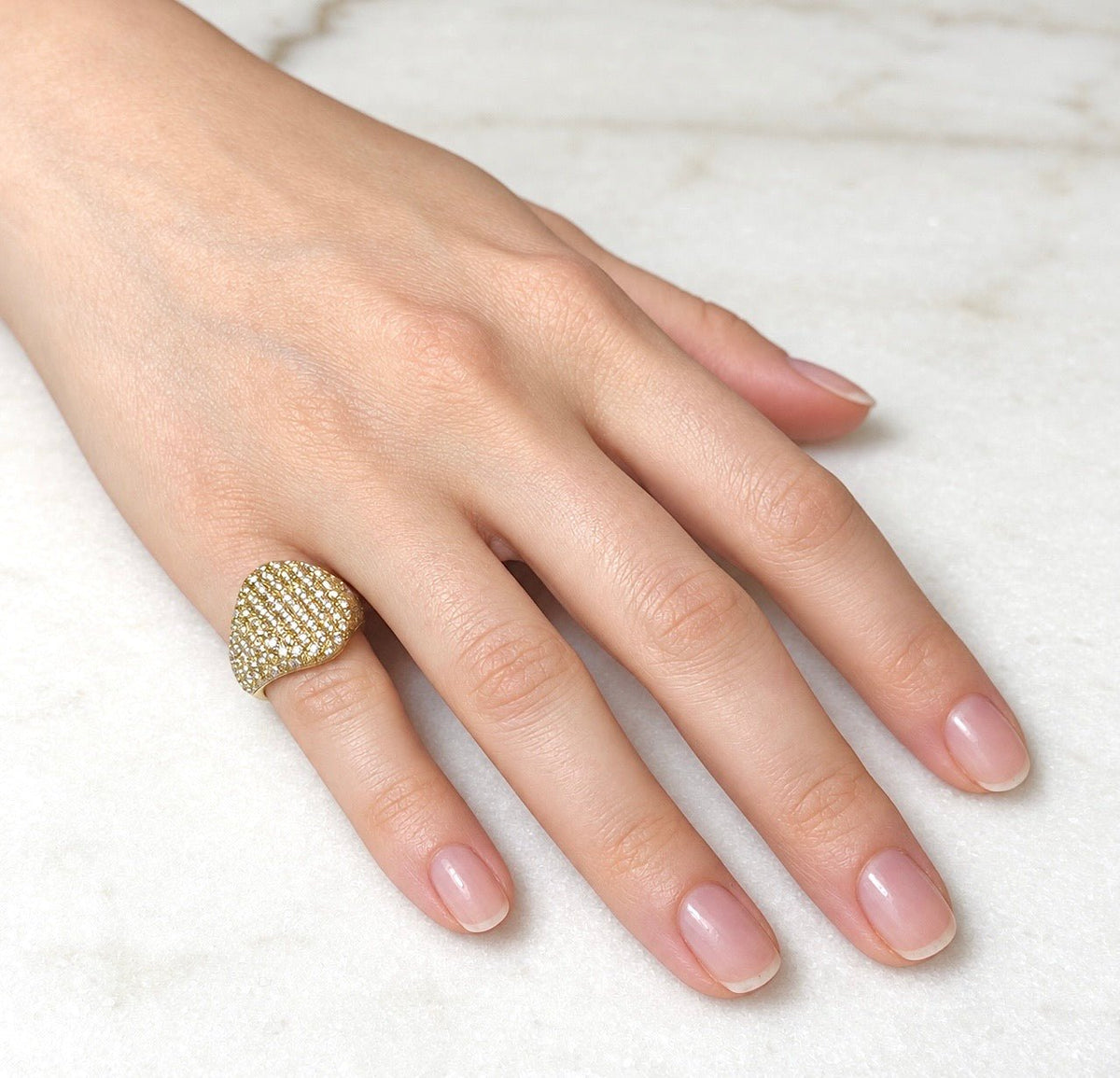 ZYDO Italy "Cigno d’Oro" 18K Yellow Gold 2.19 CTW Natural Pave Diamond Signet Ring - WeilJewelry