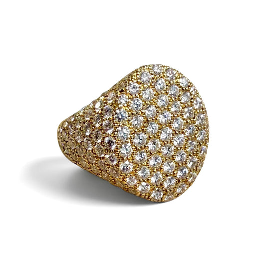 ZYDO Italy "Cygno d’Oro" 18K Yellow Gold 2.19 CTW Natural Pave Diamond Signet Ring - WeilJewelry