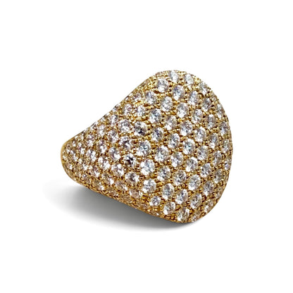ZYDO Italy "Cygno d’Oro" 18K Yellow Gold 2.19 CTW Natural Pave Diamond Signet Ring - WeilJewelry