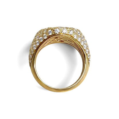 ZYDO Italy "Cygno d’Oro" 18K Yellow Gold 2.19 CTW Natural Pave Diamond Signet Ring - WeilJewelry