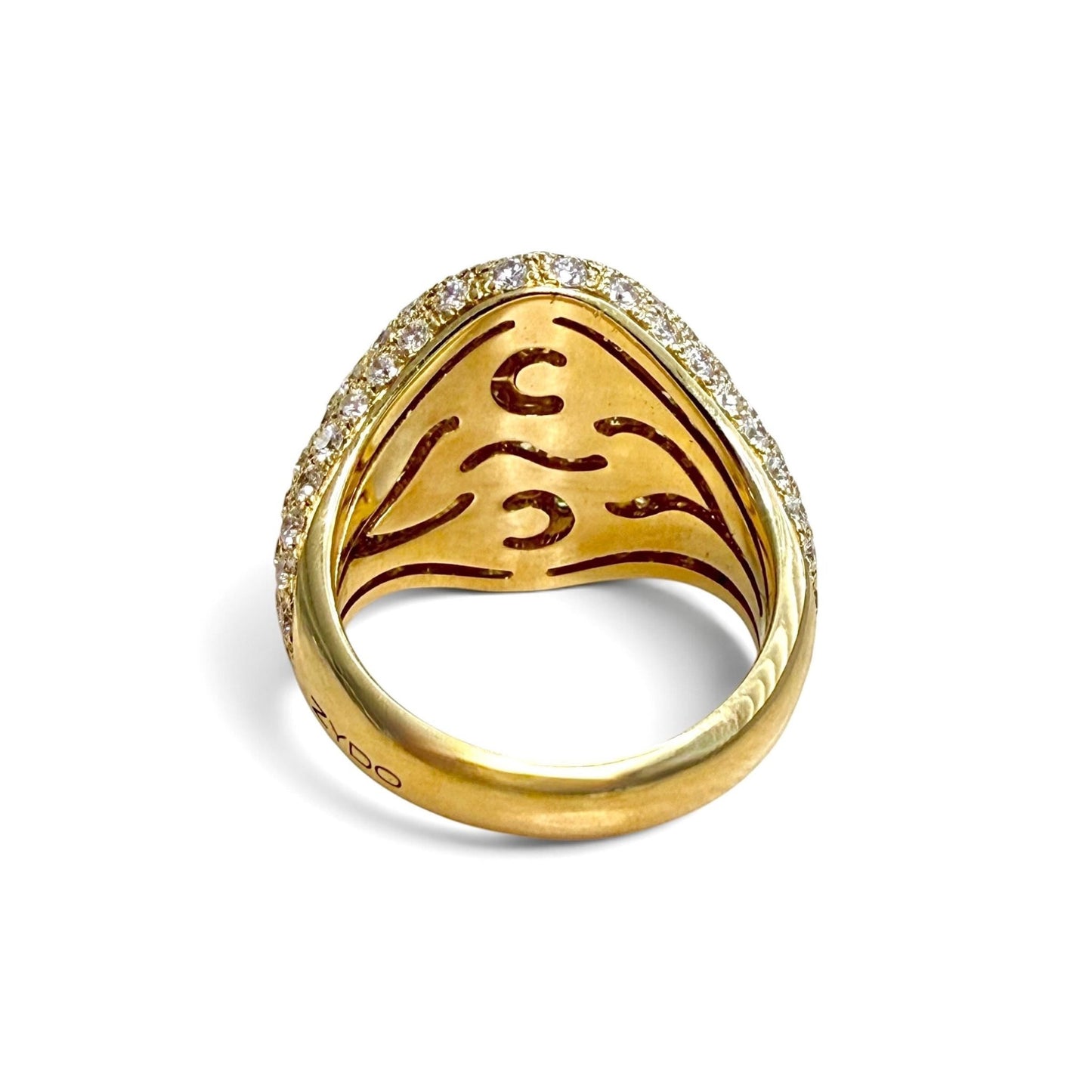 ZYDO Italy "Cygno d’Oro" 18K Yellow Gold 2.19 CTW Natural Pave Diamond Signet Ring - WeilJewelry