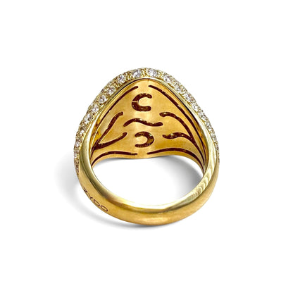 ZYDO Italy "Cygno d’Oro" 18K Yellow Gold 2.19 CTW Natural Pave Diamond Signet Ring - WeilJewelry
