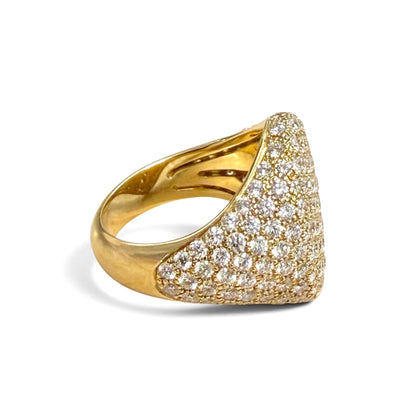 ZYDO Italy "Cygno d’Oro" 18K Yellow Gold 2.19 CTW Natural Pave Diamond Signet Ring - WeilJewelry