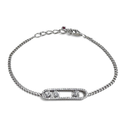 ZYDO Italy "Danza Di Diamanti" Adjustable 18K White Gold Floating Diamond Bracelet - WeilJewelry
